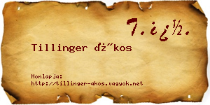 Tillinger Ákos névjegykártya